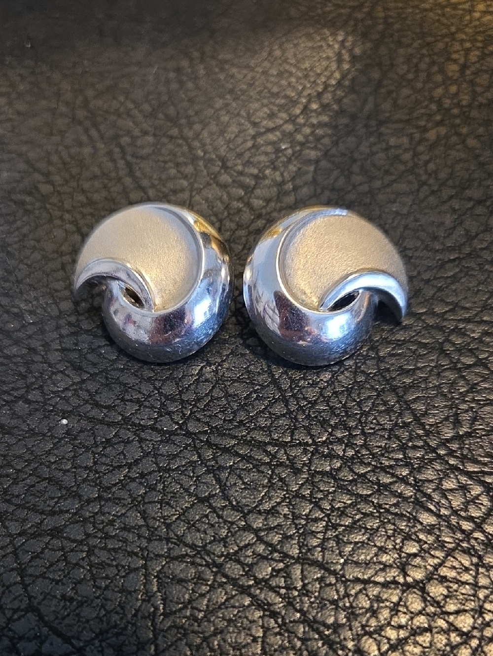 Vintage Trifari Textured Silver-tone Swirl Clip-On Earrings